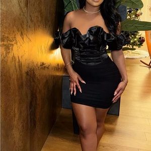 Off the shoulder black dress